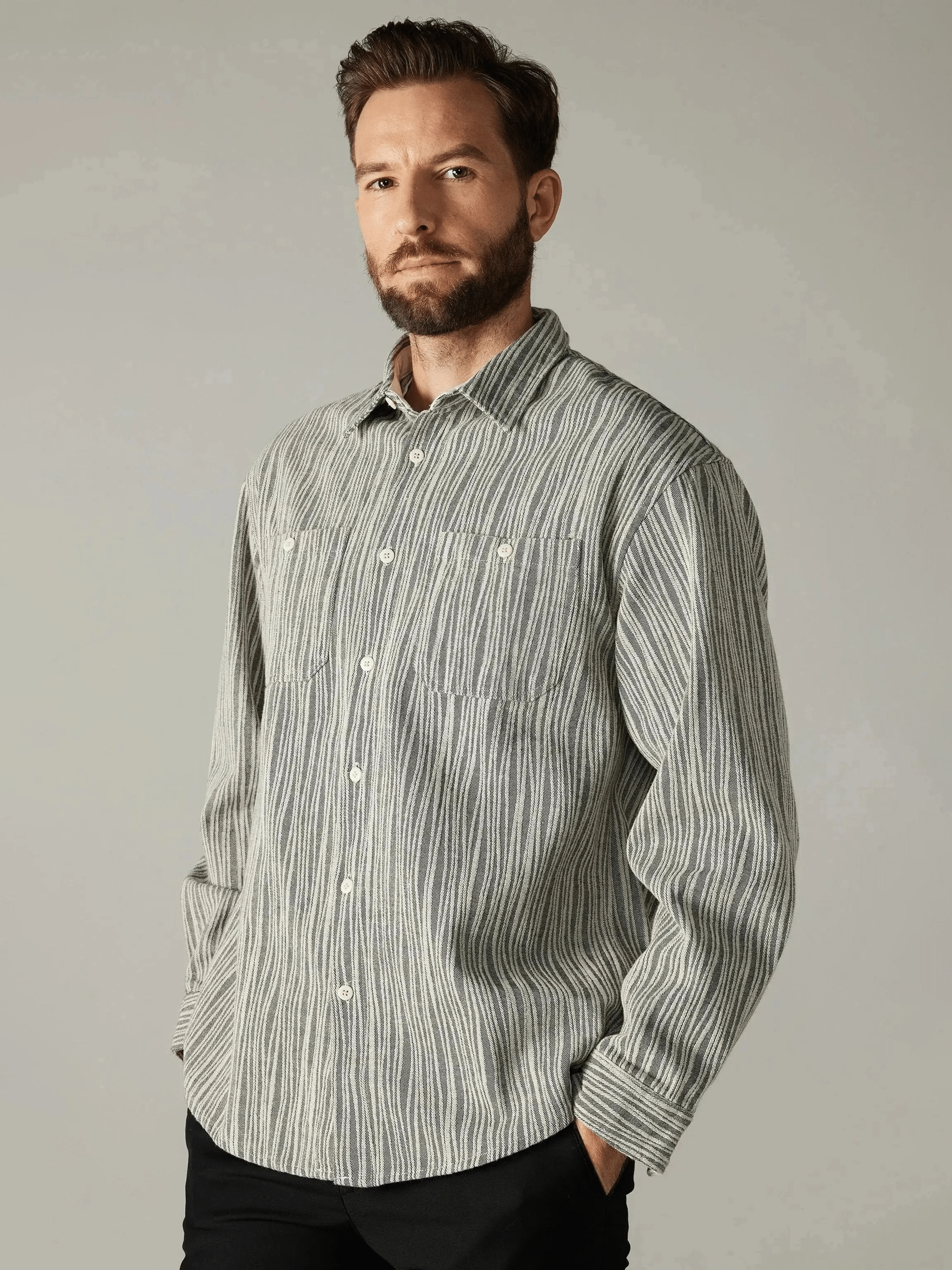 Gray striped overshirt